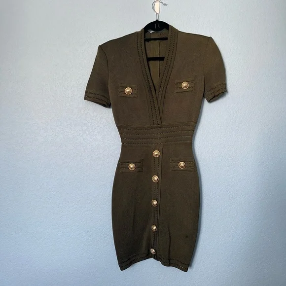 Balmain | Dresses | Balmain Paris Dress Knit With Gold Tone Buttons |  Poshmark